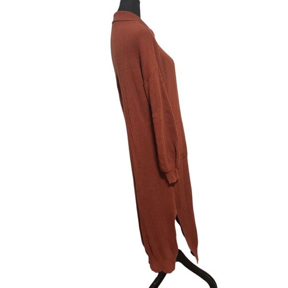 Natural Life Sweater Dress Small Medium Rust Orange Brown Ribbed Midi - Picture 5 of 13